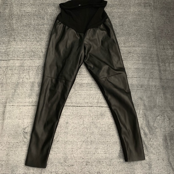 maternity faux leather trousers